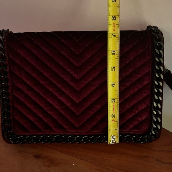 Aldo‎ Velvet Crossbody Bag with Chain - Deep Red - Picture 10 of 10